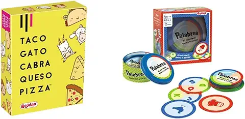 Ludilo Taco, Gato, Cabra, Queso Pizza, Juego de Mesa, Juegos de Cartas, Juegos Familiares + Palabrea, Juego Educativo en Familia de Agilidad Mental, Desarrollo del Lenguaje ()  