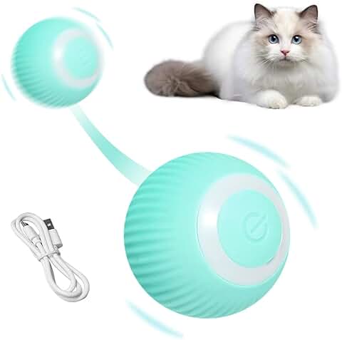 LUFEIS Bola de Juguete Interactivo para Gatos, Bola de Gato Interactiva Inteligente, Juguetes Interactivos Automáticos, Pelota Inteligente para Gatos, Bola Inteligente Recargable por USB - Azul  