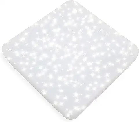 Lumare Lámpara de Techo LED, Efecto de Centelleo del Cielo Estrellado -Sin Proyección de Estrellas, No Regulable, Sin Sensor de Movimiento -24w Blanco Cálido, Cri>80 -Ángulo de Haz de 120° -Cuadrado  