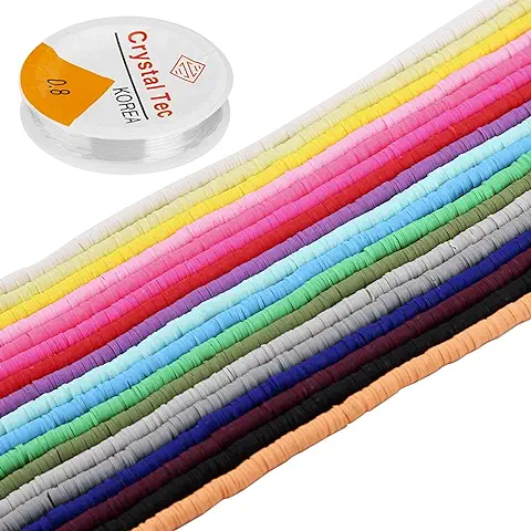 LUTER 6300+ Arcilla Polimérica Cuentas Cuentas Redondas Planas para Hacer Joyas de Bricolaje Diseño Artesanal Collar Tobillera Pulsera Hallazgo (18 Colores)  