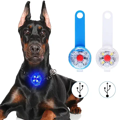 Luz Intermitente LED de Seguridad Perros y Gatos, 2PCS LED Colgante USB Recargable para Perro, 3 Modos Intermitentes, Luces de Seguridad Impermeables para Mascotas  