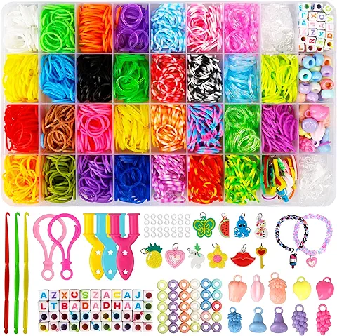 LUZOON Gomas Elasticas Colores, 2100+ Gomas, Kit para Hacer Pulseras y Collares Niñas, 30 Colores  