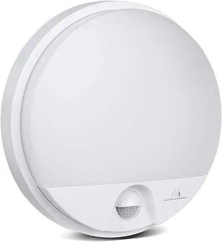 Maclean MCE291-Lámpara LED con Sensor de Movimiento Infrarrojo (1100 lm, 15 W, IP54, 4000 K, Resistente al Agua), Color Blanco  