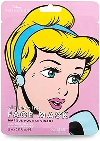 MAD Beauty Mascarilla Facial Hidratante Cenicienta, Disney Pop Princess Face Mask Cinderella, Translúcido  