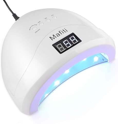 Mafiti Lámpara Ultravioleta para Secado de Uñas. 48W. Tecnología UV LED. Ideal para Uñas de gel y todo tipo de Manicura. Con 4 Modos de Temporizador (Blanco)  