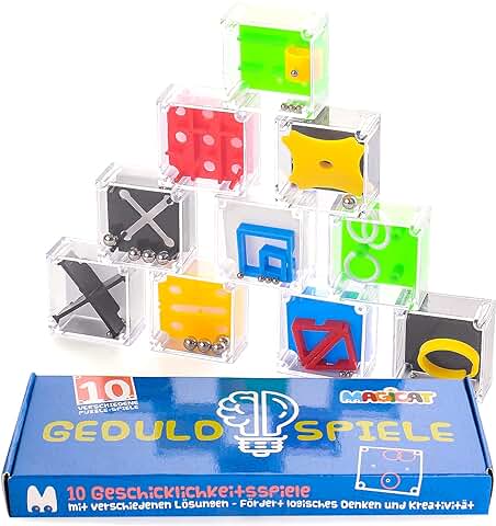 Magicat Set de 10 Mini Juegos Rompecabezas Premium | Juegos Educativos de Habilidad e Ingenio para Niños | Puzzle Juegos con Diferentes Niveles | Regalos Cumpleaños Niños Colegio  