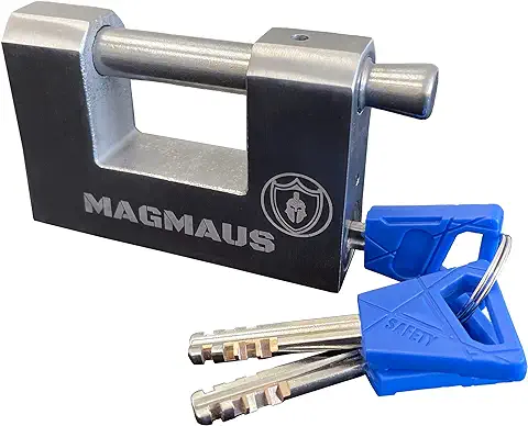 Magmaus® RTL/80, candado exterior resistente con 3 llaves (alta seguridad) (acero inoxidable): ideal para contenedor, caseta, cadena, puerta