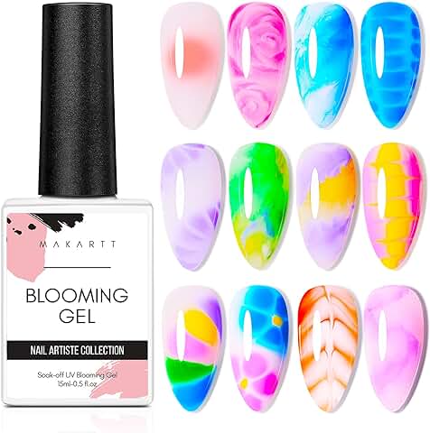 Makartt Clear Blooming Gel Esmalte Semipermanente De Uñas UV LED Soak Off de 15 ml para Efecto de Propagación, Esmalte de Uñas de Mármol, Pintura en Gel, Diseños de Uñas para DIY, Flor,  