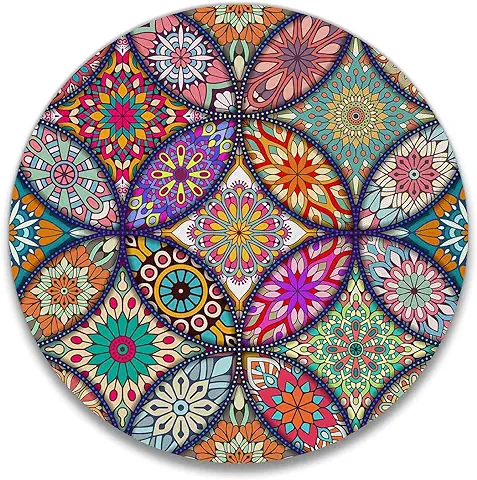 Mandala - Alfombrilla de Ratón con Diseño Redondo con Mandala, base de goma Antideslizante, para Mujer, Ratón y Sello, Tamaño Pequeño, Clásico  