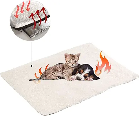 Manta Autocalentable para Gatos & Perros,Manta Eléctrica para Mascotas Prueba de Agua Almohadillas,Manta Térmica,sin Electricidad y Baterías, Cojín de Calor,ecológico,60x45 cm  