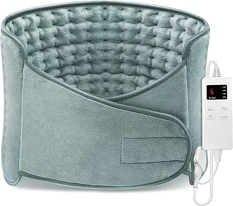 Manta Eléctrica 125x31cm, Calentamiento Manta Térmica Eléctrica para Lumbar,Abdomen y Espalda, Almohadilla Eléctrica con 4 Modes Temporizadores, 6 Niveles de Calentamiento, Terapia Húmeda y Seca  