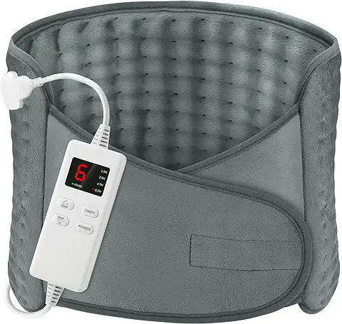 Manta Electrica OneAmg 126X30 cm Esterilla Electrica con 6 Niveles de Temperatura y Apagado Automático Lavable Calentamiento Rápido Almohadilla Eléctrica Lumbar Espalda Cuello Cervical Abdominal Gris  