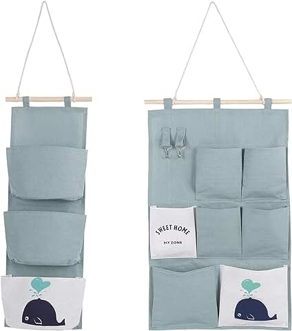 MaoXinTek Bolsa de Almacenamiento para Colgar en la Pared Creativa Plegable Tela de Lino de Algodón Organizadores para el Baño del Dormitorio 2 Piezas  