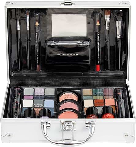 Markwins Maletín de Maquillaje Bon Voyage Makeup Set - Maletin con Maquillaje Incluido Completo en un Maletín Plateado y Elegante con Espejo Incluido para Llevar Siempre Contigo - Silver