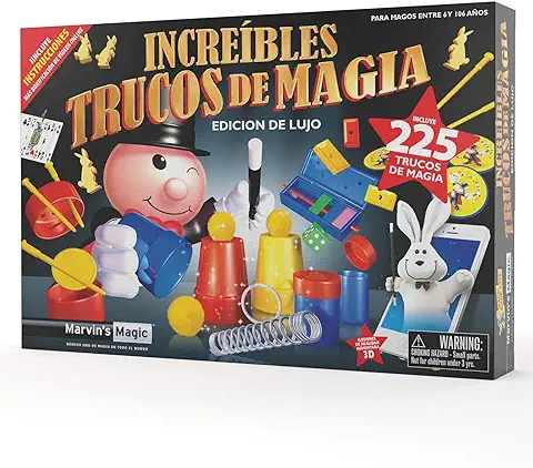 Marvin's Magic - Set de 225 Trucos de Magia para Niños. Incluye Naipes Mágicos, Envases de Lectura Mental, Teatro Mágico y Varita. Regalo Ideal Cumpleaños. ¡Divertida Magia para Todos!  
