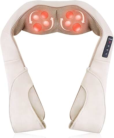 Masajeador de Cuello y Hombros con Calor, Masajeador Cervical Eléctrico Shiatsu, Masaje de Rotación 3D para Espalda, Pantorrilla, Pierna, Relajación Muscular de Cuerpo Completo en la Oficina en casa  