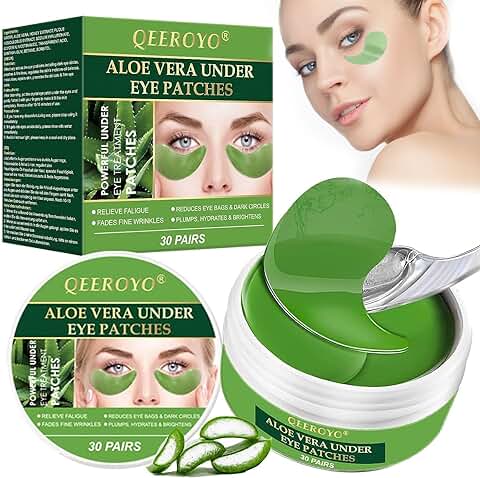 Mascara Para Los Ojos, Eye Patches, Parches Ojos Bolsas y Ojeras, Cuidado de ojos Antiarrugas-aloe e Hialurón, Almohadillas Antienvejecimiento para Humectar, 30 Pares  