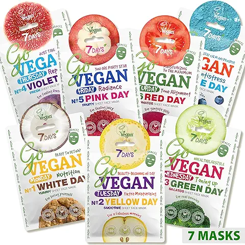 Mascarillas Faciales para el Cuidado de la Piel Vegano - Juego de Mascarillas de Hoja Orgánicas Hidratantes y Nutritivas - Conjunto de Mascarillas Faciales Naturales para la Belleza, 7 Piezas  