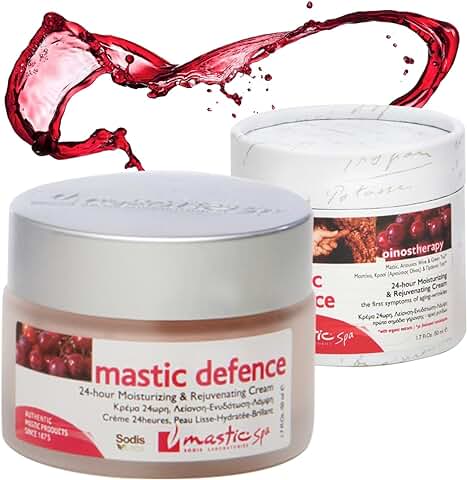 MASTIC DEFENCE- Crema Facial Efecto Botox y Mastiha 50ml Crema Hidratante Facial Mujer con Acido Hialuronico, Vitamina E y Vino Tinto + Aloe Vera - Orgánico y Biológico Crema Antiarrugas Mujer  