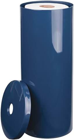 MDesign Portarrollos de pie - Elegante Dispensador de Papel de Plástico Resistente - Portarrollos Baño para 3 Rollos Color azul Marino  