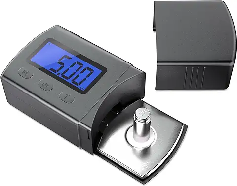 Medidor de Escala de Fuerza de Lápiz de Mini Tocadiscos Digital de Alta Precisión 0,01 g / 5,00 g Retroiluminación LCD Azul para Cartucho Phono de Brazo de Lectura  