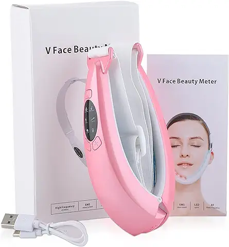 Medidor Eléctrico de Belleza en V, 8 Velocidades, Máquina de Elevación Facial en V, Masajeador Facial, Masajeador de cara en V, para Protección Contra el Envejecimiento (rosa)  