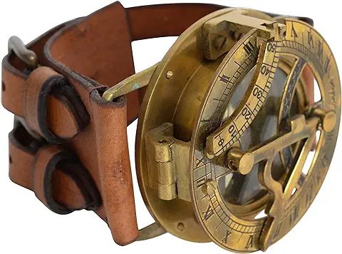 Medieval Replicas Reloj de Sol Brazalete Cuero Studio Dennis Steampunk Pulsera de Cuero de Búfalo Manilla Accesorio Moda Retro Unisex 2A22-24-10  