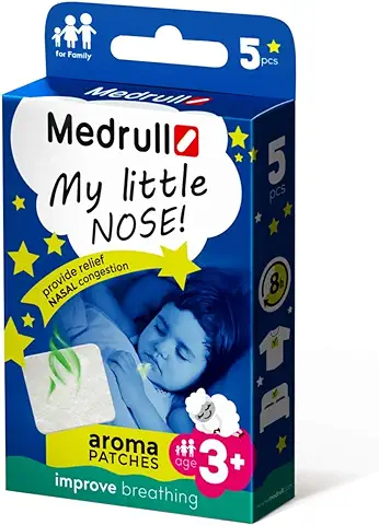 Medrull My Little Nose Parches Aromáticos - Parches para Síntomas de Resfriado, tos y Gripe - Parche de Aromaterapia con Aceites Esenciales - Alivio Durante 8 Horas - Caja de 5 - A Partir de 3 Años.  