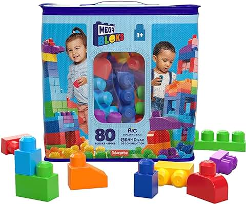 Mega Bloks Bolsa Clásica con 80 Bloques de Construcción, Juguete para Bebé +1 año Mattel DCH63)  