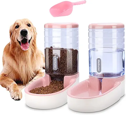 Meipire Pets - Comedero Automático de 3,8 L, Alimentador de Alimentos y Dispensador de Agua para Perros Pequeños y Grandes, Gatos y Mascotas Animales  