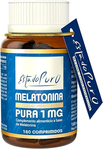 Melatonina Pura 1 mg Estado Puro | Ayuda a Conciliar el Sueño | Alivia el Desfase Horario Jet-lag | Suministro para 6 Meses (180 Comprimidos) | Apto para Veganos, Sin Lactosa, Sin Gluten | TONGIL  