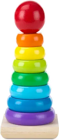 Melissa & Doug Apilador Multicolor, Juguetes de Desarollo, Juguetes Educativos para la Primera Infancia, 8 Anillos de Colores Vivos, Regalo para Niños y Niñas de 1 2 3 Años  