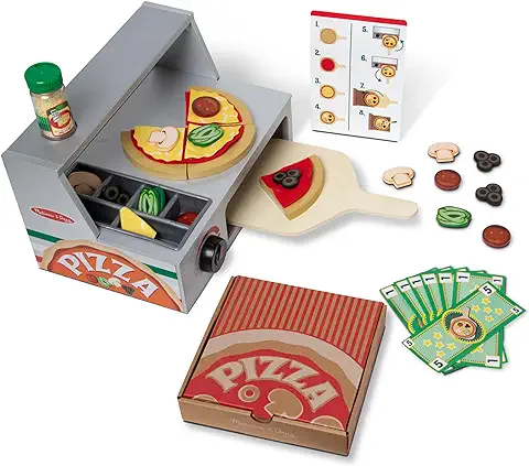 Melissa & Doug | Mostrador para Pizza de Madera | Juego de Imitación | Comida de Madera | Estimula la Imaginación y Creatividad | Regalo Fantástico para Niñas y Niños  