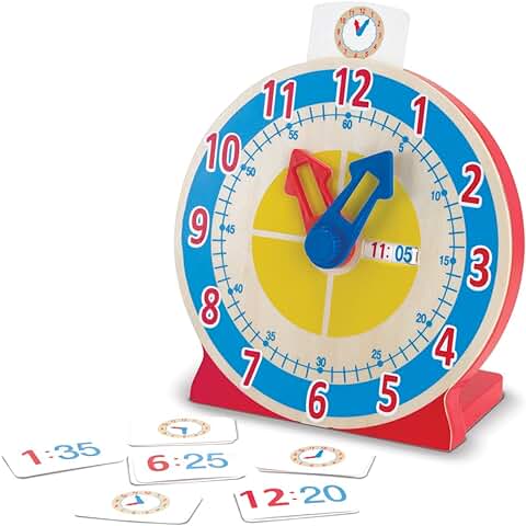 Melissa & Doug Reloj para Girar y ver la hora de Madera, Juguetes de Desarrollo, Juego Educativo, Juguetes Montessori de Madera, Regalo para Niños y Niñas de 3 4 5 6 7 Años  