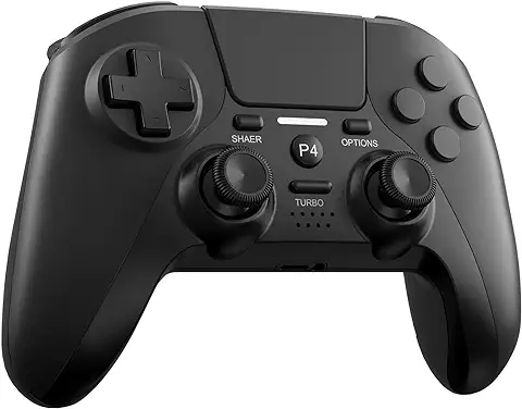 Melusen Mando Compatible para PS 4/ PS 3, Mando Inalámbrico Compatible para Play S-4 / Pro/Slim/PC, Controlador de Panel Táctil Vibración Doble/Turbo/Puerto de Audio Remoto  