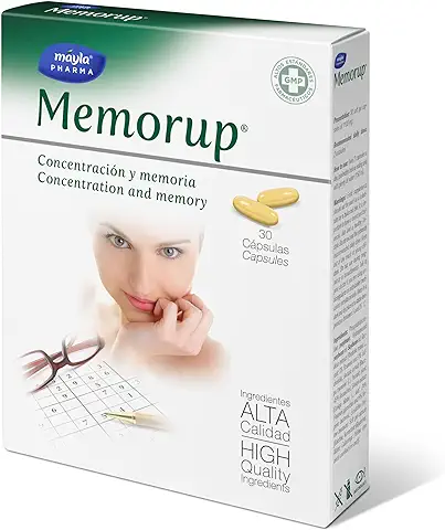 Memorup | Refuerza la Actividad Intelectual y Ayuda a Mejorar la Capacidad de Memoria y Concentración | Fostatidilcolina, Bacopa Monnieri, Rhodiola Rosea y Ginkgo Biloba | 30 Cápsulas  