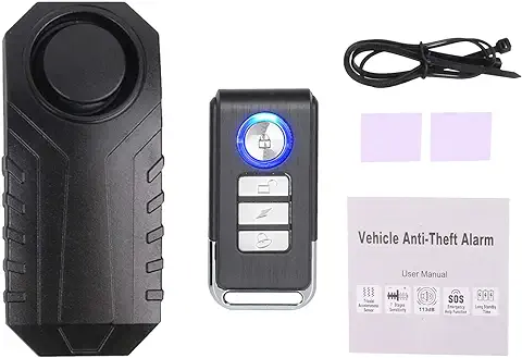 Mengshen Alarma De Bicicleta Mejorada con Control Remoto, Alarma Antirrobo Impermeable 113db con Ajuste De Volumen Y Sensibilidad para Bicicleta, Motocicleta, Scooter, Coche, Remolque  