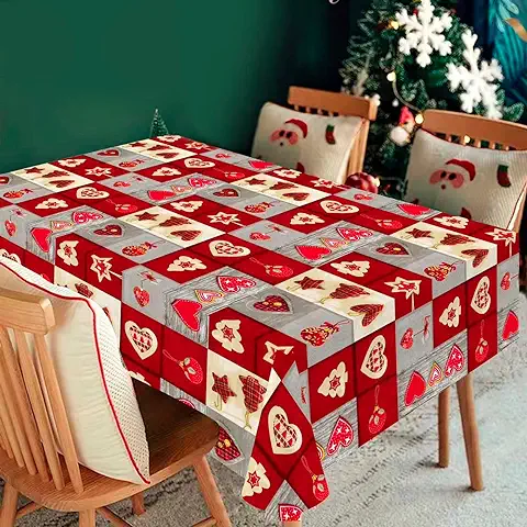 MERCURY TEXTIL- Mantel de Navidad, Mantel Navideño Rectangular Anti Manchas, Impermeable, Estampado. Decoración para Mesa de Navidad y Fiestas Navideñas (Color C, 140x200cm)  