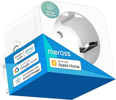 Meross Enchufe Inteligente para Apple HomeKit 16A, Enchufe WiFi con Medición de Consumo, Enchufe Inteligente con Control Remoto y por Voz, Temporizador, Compatible con Alexa, Google Home y SmartThings  