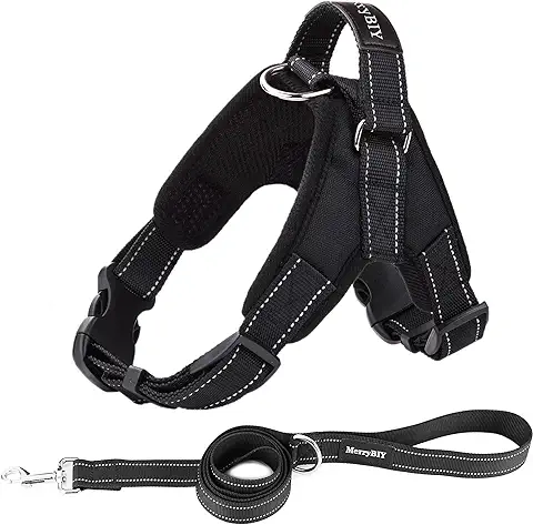 MerryBIY Arnés Perro con Correa, Perros Pecho de Arnés Mascotas Reflectante Acolchado Dog Vest Harness Ajustable Arnes Seguridad Chaleco Cabestro para Ejercicio de Caminar Formación Corriendo  