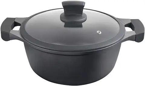 Metaltex XPERT-Cacerola Alta Aluminio Fundido, 26 cm, Antiadherente ILAG 3 Capas, Full Induction válido para Todo Tipo de cocinas, 50 W, 5.3 litros, Negro