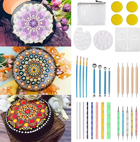 MeYuxg Kit Pintura Mandala 37 Piezas, Cuadros de Mandalas, Piedras para Pintar, Kit Manualidades Adultos Mandala, Used for DIY Drawing of Rock Paintings and Crafts Drawings, Mandala Dotting Tools Set  