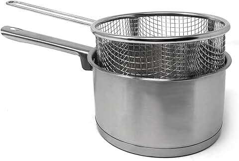 MGE - Cazo de Cocina con Cestilllo Freidor - Acero Inoxidable - Ø 16 cm  