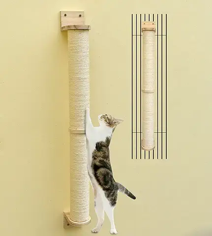 MIAOGE Rascador de Pared para Gatos, Postes Rascadores de Pared para Gatos y Estantes para Gatos, árbol de Pared para Gatos de Interior, Postes para Rascar Muebles de Pared para Gatos (cuerda Isal_Φ7)  