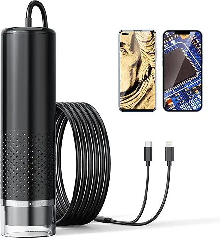 Microscopio USB Teléfono Móvil AOPICK 1080P HD Microscopios para IPhone Android, 50 Hasta 1600X Microscopio Digital con 8 LED Teléfono Móvil Microscopio Compatible con iOS, Android, Tablet  