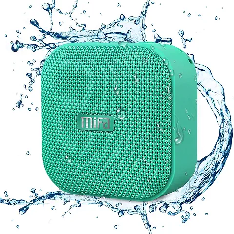 Mifa Mini Altavoz Portátil Bluetooth 4.2 Impermeable IP56 y Tecnología True Wireless Stereo & DSP, Anti-Polvo con 15 Horas Continua y Tarjeta de MicroSD, Micrófono Incorporado, Verde  