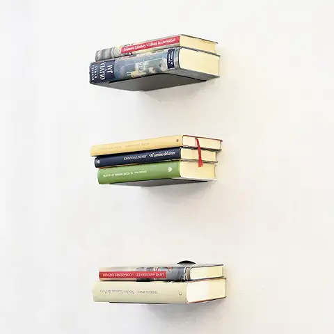 MILUKA - Estantes Flotantes de Pared | Librería Invisible para Libros, CD y DVD | Baldas Metálicas Resistentes, Fácil Montaje | Diseño Elegante y Práctico, Ahorra Espacio, Negro, 14.5x15x7.5 cm, Metal  