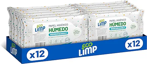 Mimidu ECOMIMIDU Toallitas Papel Higiénico Húmedo 100% Celulosa y Dispersable en el WC, 720 Toallitas, 12 Paquetes (60 x 12)  