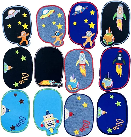 Mingjun Parches para Planchar con Diseño de Planeta Bordado de Astronauta Espacial, Varios Tamaños, Decoración para Coser en Parches, Pegatinas para ropa de Bricolaje, Insignias Personalizadas  