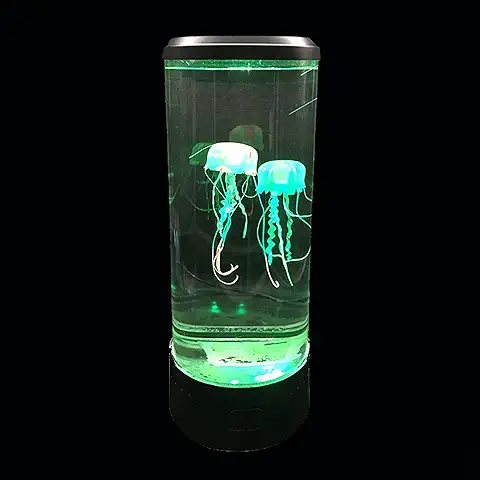 MINGZE LED Lampara Medusa, Lampara de Lava Acuario Luz de Humor Noche Control Remoto Luz Ambiente Medusas Artificiales Acuario USB Lámpara de Mesa por Oficina en Casa Decoración  